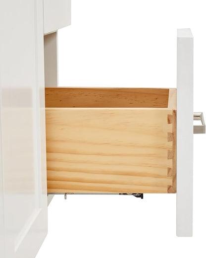 DKB Olivia 72-Inch White Double Bathroom Vanity, 1.5-Inch Carrara Quartz Countertop & Backsplash, Rectangular Undermount Sinks, 4 Soft Closing Doors, 3 Dovetail Drawers, Open Shelf, Brushed Nickel