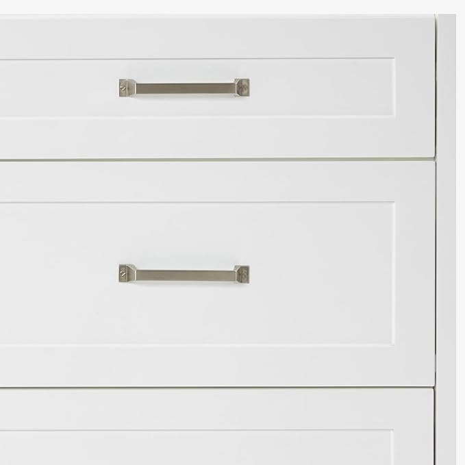 ARIEL Monroe 72-inch Bathroom Vanity with Sink,Solid Wood, 1.5-inch Pure White Quartz Countertop & Backsplash, Double Rectangular Porcelain Sink, 9 Dovetail Drawers, Brushed Nickel, White
