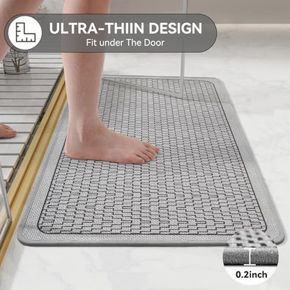 YDKGL Bath Mats for Bathroom, Non Slip Thin Bathroom Rugs, Grey 16x24