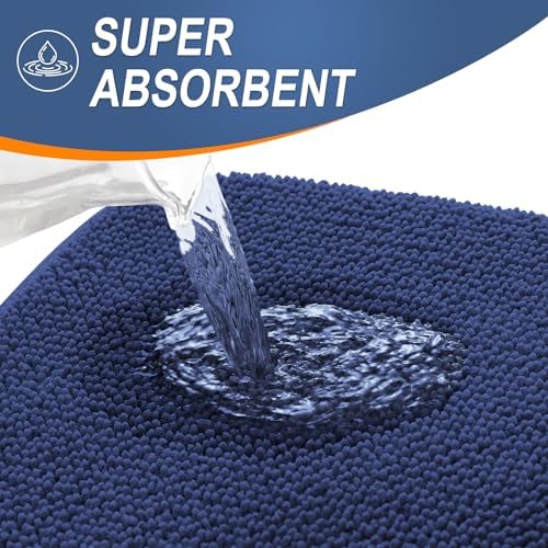 OLANLY Memory Foam Absorbent Bathroom Rugs Mats 36x24, Twilight Sapphire