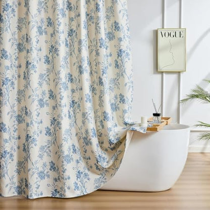 Warmstar Farmhouse Shower Curtain,Blue Floral Shower Curtain for Bathroom