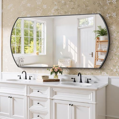 COFENY Bathroom Mirror, 30x55 Inch Black Oval Wall Mounted Mirror with Thin Metal Frame, Modern Bathroom Vanity Mirrors for Over Sink, Entryway, Living Room, Bedroom