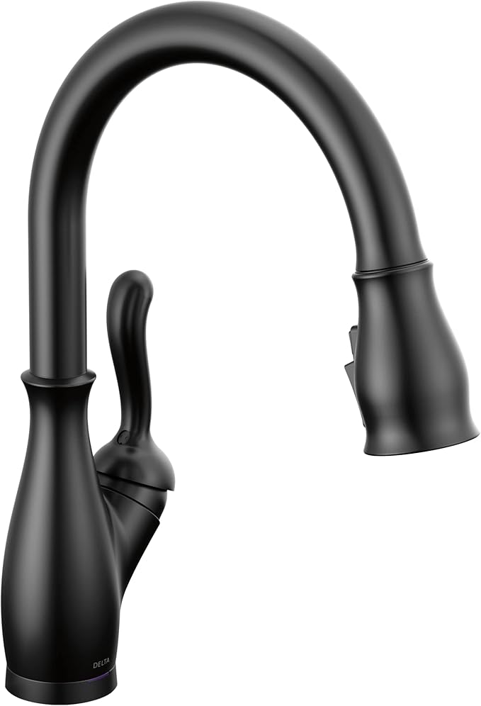 Delta Faucet Leland VoiceIQ Touchless Kitchen Faucet with Pull Down Sprayer, Smart Faucet, Alexa and Google Assistant Voice Activated, Kitchen Sink Faucet, Matte Black 9178TV-BL-DST