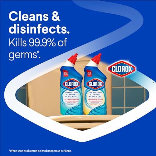 Clorox Toilet Bowl Cleaner Clinging Bleach Gel, Ocean Mist, 24 Fluid Ounces (Package May Vary)