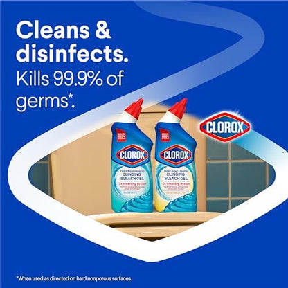 Clorox Toilet Bowl Cleaner Clinging Bleach Gel, Ocean Mist, 24 Fluid Ounces (Package May Vary)