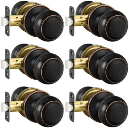 Haidms 6 Pack Oil Rubbed Bronze Passage Door Knobs, Bronze Closet Door Knobs, Passage Doorknobs Interior for Closet or Hall, Hallways