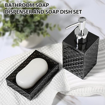 RYTOXILO Black Bathroom Accessories Set, 4 Pack Matte Black Bath Accessory Sets Complete, Acrylic Soap Dispenser and Toothbrush Holder Set for Bathroom Counter Sink, Modern Bathroom Decor