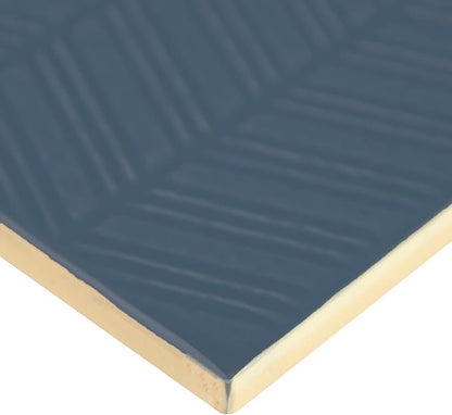 M S International Urbano Navy Glossy Mix Ceramic Subway Wall Tile for Bathroom, Kitchen Backsplash, Accent, and Shower - Sample