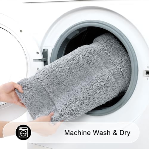 SHACOS Soft Microfiber Bathroom Rugs Set of 2 Pieces, Light Grey