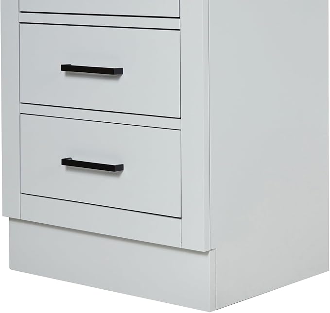ARIEL Hepburn Bathroom Storage Cabinet - Solid Hevea Wood and Fully Assembled for Long-Lasting Durability and Sophisticated Finish, Freestanding Linen Bathroom Cabinet - 65”H x 20”W x 16”D, Grey