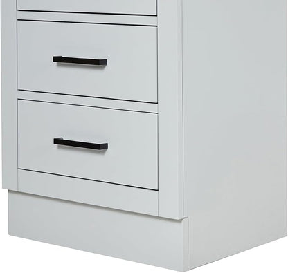 ARIEL Hepburn Bathroom Storage Cabinet - Solid Hevea Wood and Fully Assembled for Long-Lasting Durability and Sophisticated Finish, Freestanding Linen Bathroom Cabinet - 65”H x 20”W x 16”D, Grey