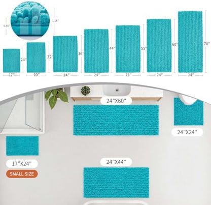 Disolla Teal Bathroom Rug 20x32 Inch - Luxury Chenille Bath Mat, Thick Shaggy Plush Absorbent Rug, Non-Slip Machine Washable Mats for Bathroom Floor & Decor