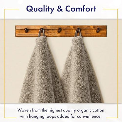 Alusa Home 100% Organic Luxury Bath Sheets - GOTS Certified - Extra Large 35x70 Inches (Pack of 2) Zero-Twist, Long-Staple Cotton Bath Sheet Set (Taupe)