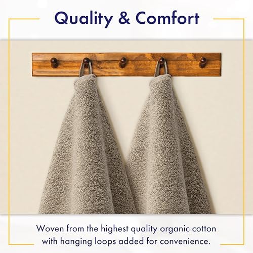 Alusa Home 100% Organic Zero-Twist Cotton Towels - GOTS Certified Luxury Bath Towels - Ultra Soft & Plush 700GSM Long-Staple Cotton - 6 Piece Towel Set (Taupe)
