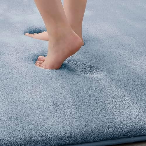 MINIDEAR Bathroom Rugs 24x17 Light Blue - Thick Memory Foam Bath Mat, Ultra Soft & Plush Non-Slip, Quick Dry, Absorbent Washable Floor Microfiber Mat for, Home Decor Accessories