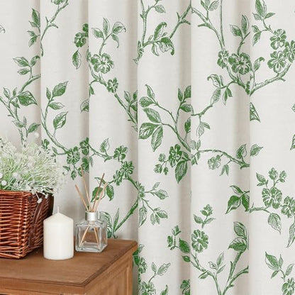 MitoVilla Green Cotton Floral Shower Curtain for Bathroom, 72 x 72