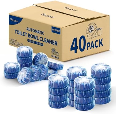 Vacplus Toilet Bowl Cleaner Tablets, 40 Pack, Auto Cleaning, Long-Lasting