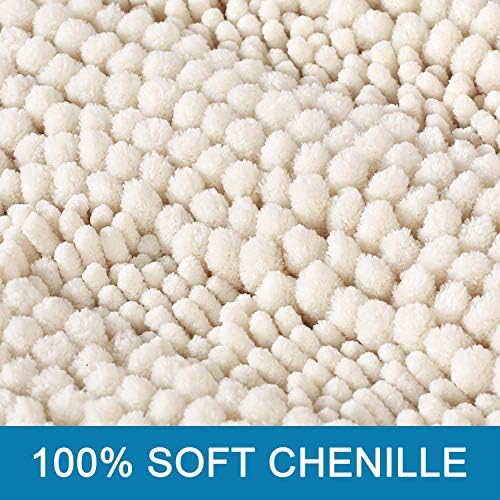 H.VERSAILTEX 2 Piece Bathroom Set - Super Absorbent Chenille Striped Bath Mats, Non Skid, Machine Washable (Ivory, 24 x 36 Plus 20 x 32 - Inches)