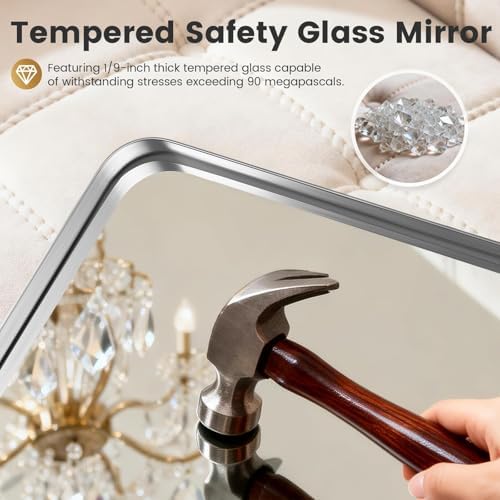 42" x 36" Black Bathroom Mirrors for Over Sink,Aluminum Frame