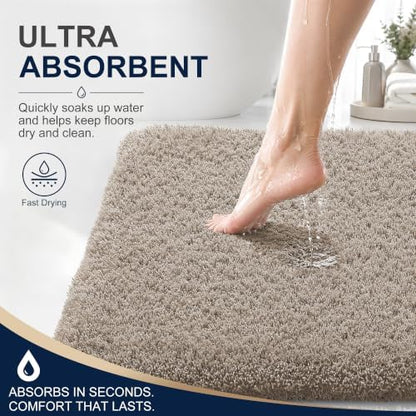 OLANLY Microfiber Bathroom Runner Rugs 47x20, Ultra Soft Bath Mat, Greige