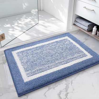 Color&Geometry Simple and Stylish Large Bath Mats for Bathroom Non Slip, 20"x32" Blue Bathroom Rugs, Absorbent, Soft, Washable, Microfiber Shower Mat