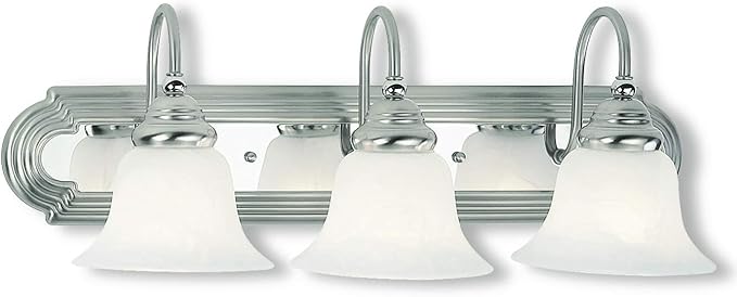 Livex Lighting 1003-95 Belmont 3-Light Bath Light, Brushed Nickel with Chrome