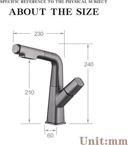 Modern Brushed Gold Bathroom Faucet for Sink Single Handle Lavatory Faucet with Pull and Lift Design Stylish Vanity Faucet for 1 Hole Bathroom Sink，Grey