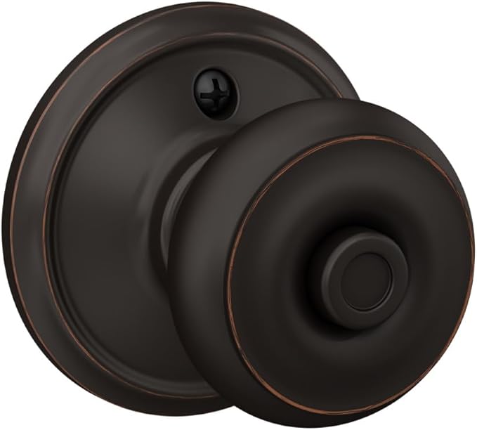 Schlage F40 GEO 716 Georgian Door Knob, Bed & Bath Privacy Lock, Aged Bronze