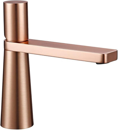 Faucet Bathroom Faucets Brass Hole Single Handle 360 Degree Rotation Deck Mounted Basin Hot and Cold Water Sink Tap Gun Grey (Brushed Rose Gold) Faucet