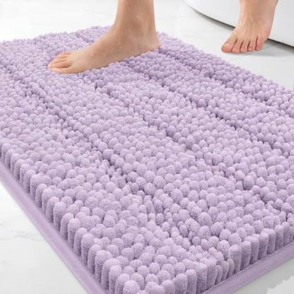 Bcoimo Small Bath Rug Mat,24x17 Extra Soft Chenille Lavender Bathroom Mats