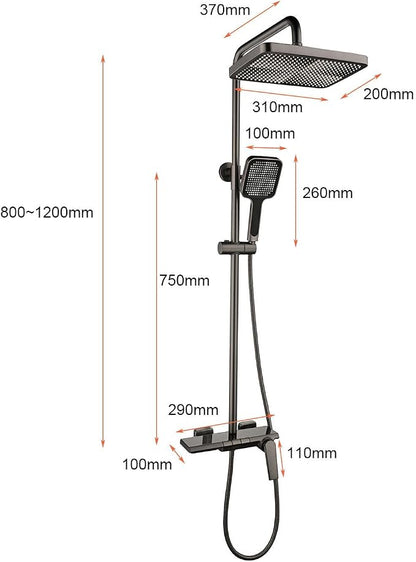 Exposed Shower System, Modern Piano Key Design, BSS0321 Shower Head Set, 30x20cm Shower Faucet Sets Complete, Handheld, Bathtub Faucet, 59A All Copper, Anti-Corrosion