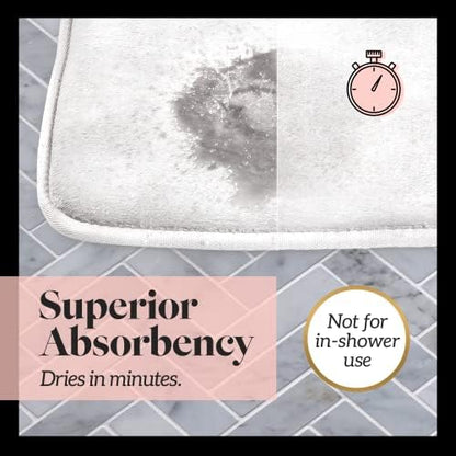 Memory Foam Bath Mat Non Slip Absorbent Super Cozy Velvet Bathroom Rug Carpet (60 inches X 24 inches, White)