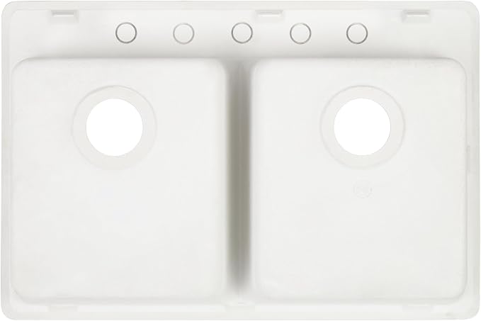 Signature Hardware 447672 Totten 33" Drop In or Undermount 50/50 Double Basin Granite Composite Kitchen Sink | Drop In / Undermount, Granite Composite, Black - White