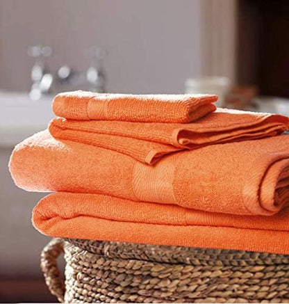 BOUTIQUO 8 Piece Towel Set 100% Ring Spun Cotton, 2 Bath Towels 27x54, 2 Hand Towels 16x28 and 4 Washcloths 13x13 - Ultra Soft Highly Absorbent Machine Washable Hotel Spa Quality - Orange