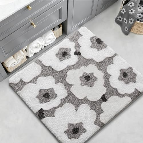 LUMI Square Bathroom Rug 32x32, Soft Absorbent Bath Mat, Non Slip
