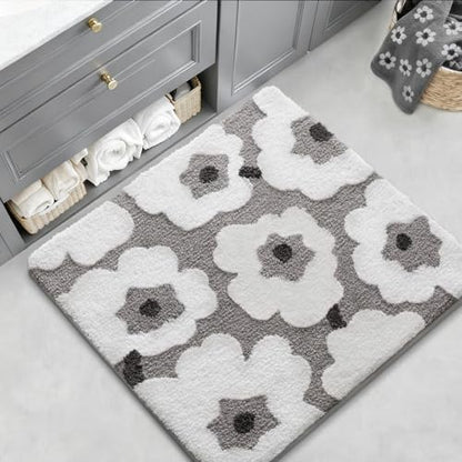 LUMI Square Bathroom Rug 32x32, Soft Absorbent Bath Mat, Non Slip