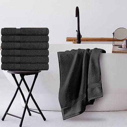Towel and Linen Mart 100% Cotton Grey 6 Pack Medium Bath Towel Set, Quick Dry, Super Absorbent, Light Weight, Soft Feel, Premium Towels for Hotel, Spa and Bathroom (24 X 48 6 Pack, Grey)