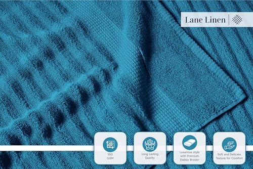 LANE LINEN Bath Towel Set Quick Dry 100% Cotton 6 Piece Soft - Sea Port