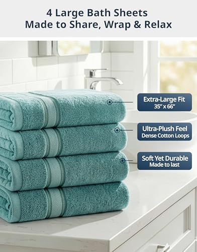 LANE LINEN Large Bath Sheet Soft Absorbent Quick Dry 100% Cotton - Teal