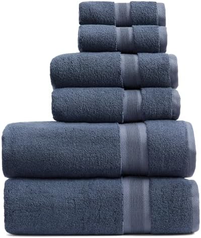 Springtree Home Luxury Bamboo Rayon Bath Towel Set | 6-Piece Set | Blue