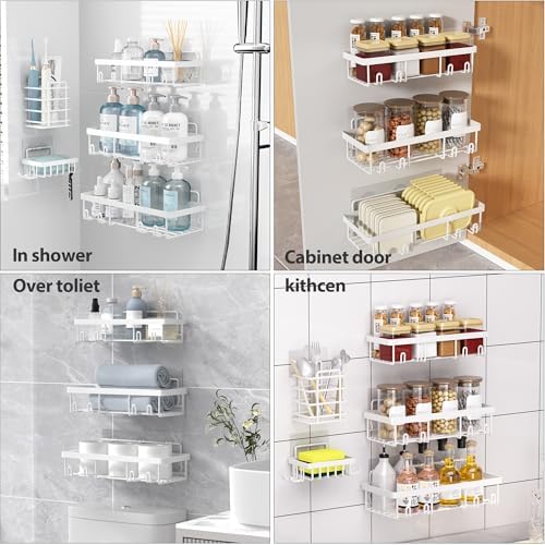 Liuoud 10 Pack Shower Caddy for Inside shower, White Bathroom Storage Decor