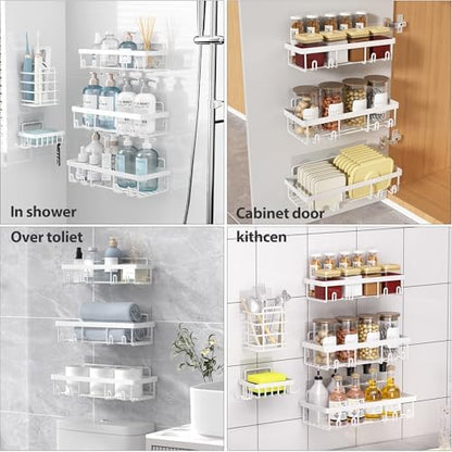 Liuoud 10 Pack Shower Caddy for Inside shower, White Bathroom Storage Decor