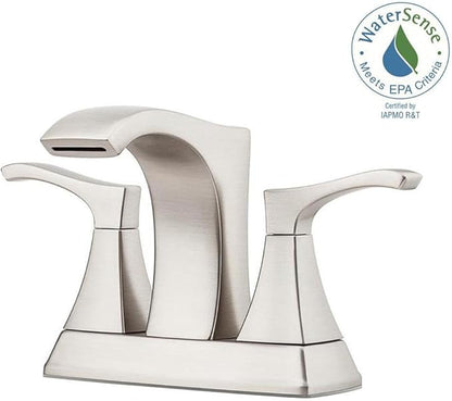 Pfister Venturi Bathroom Sink Faucet, 4-Inch Centerset, 2-Handle, 3-Hole, Spot Defense Brushed Nickel Finish, LF048VNGS