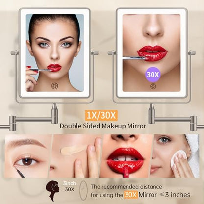 FUNTOUCH 5000mAh Rechargeable Wall Mounted Makeup Mirror with Lights