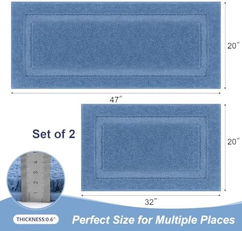 SHACOS Soft Microfiber Bathroom Rugs Set of 2 Pieces, Blue