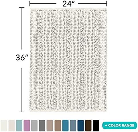 Turquoize Chenille Bath Rugs Shaggy Bathroom Rugs Non Slip Bath Mat for Bathroom 24 x 36 Cream Bath Rug for Bath Room Extra Soft and Absorbent Area Rug, 24"x 36", Cream | Non-Slip Quick Drying, Machine Washable Plush Striped Bath Mats for Bathroom Floo...