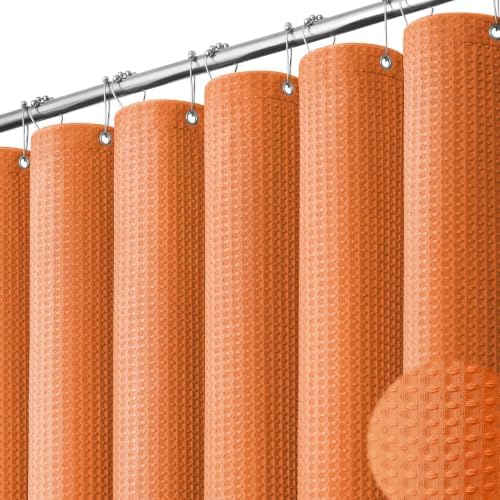 Dynamene Stall Waffle Shower Curtain 256GSM Heavy Fabric 60x72 Burnt Orange
