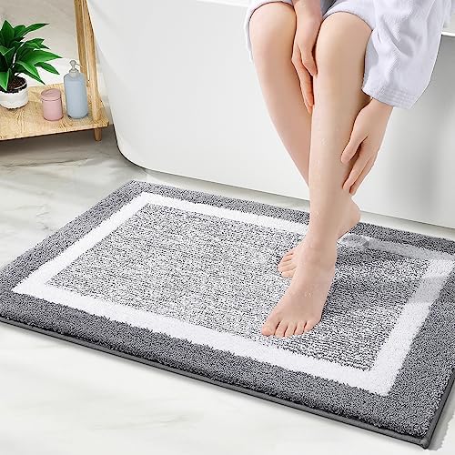 OLANLY Bathroom Rugs 36x24, Soft Absorbent Microfiber Bath Rugs, Grey