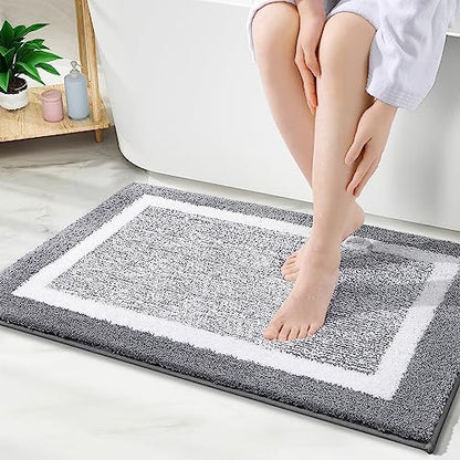 OLANLY Bathroom Rugs 36x24, Soft Absorbent Microfiber Bath Rugs, Grey