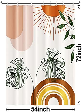 Boho Orange Shower Curtain with Hooks for Bathroom 54x72 Inch
